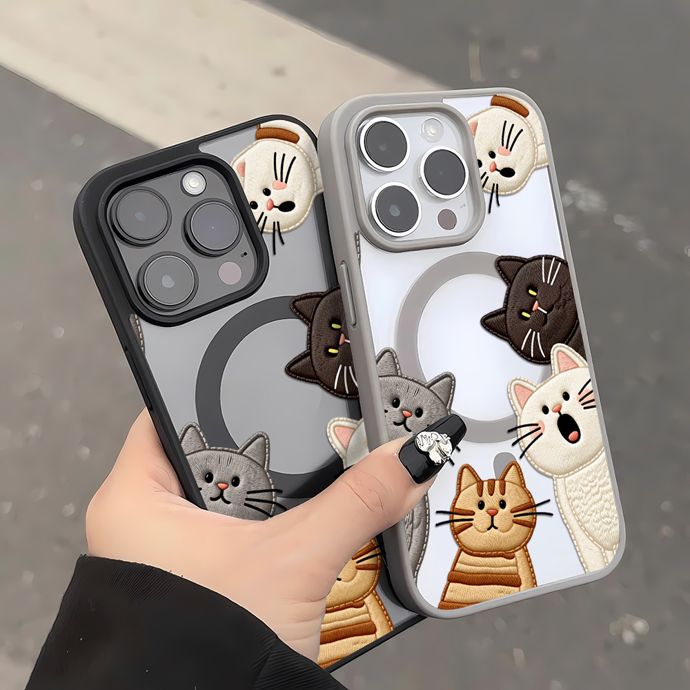 Cute Faux Embroidery Cat Phone - Embroidery Cat ulasan dan harga